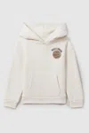 REISS COTTLE - OFF WHITE RELAXED EMBROIDERED BASKETBALL HOODIE, UK 13-14 YRS