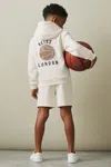 REISS COTTLE - OFF WHITE RELAXED EMBROIDERED BASKETBALL HOODIE, UK 7-8 YRS