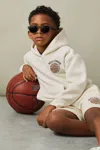 REISS COTTLE - OFF WHITE RELAXED EMBROIDERED BASKETBALL HOODIE, UK 9-10 YRS
