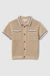 Reiss Kids' Coulson - Soft Taupe Crochet Contrast Trim Shirt, Uk 13-14 Yrs
