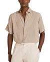 Reiss Oatmeal Floral-jacquard Short-sleeve Shirt In Neutral