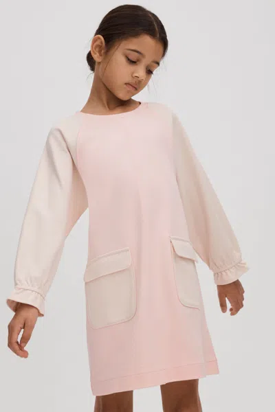 Reiss Courtney - Pink Senior Colourblock Jersey Dress, Uk 10-11 Yrs