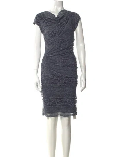 Pre-owned Reiss Cowl Neck Knee-length Dress In Blue