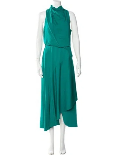 Pre-owned Reiss Cowl Neck Long Dress In Green