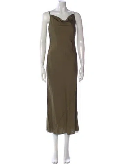 Pre-owned Reiss Cowl Neck Long Dress In Green