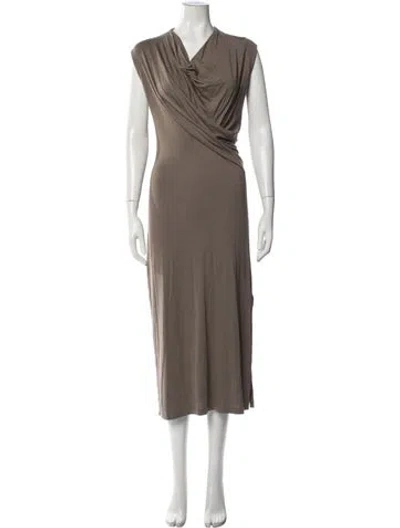Pre-owned Reiss Cowl Neck Midi Length Dress In Brown