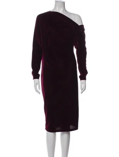 Pre-owned Reiss Cowl Neck Midi Length Dress In Burgundy