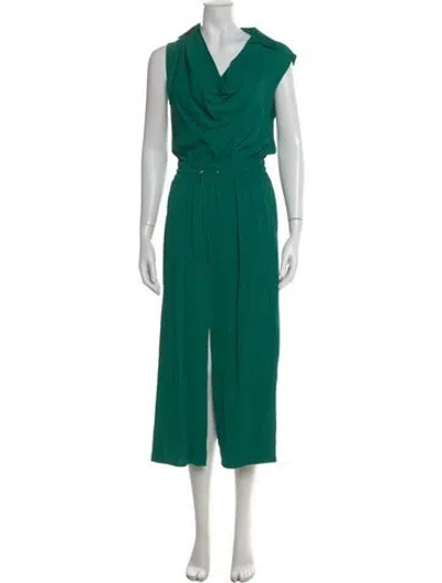 Pre-owned Reiss Cowl Neck Midi Length Dress In Green