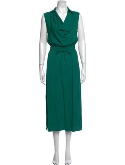 Pre-owned Reiss Cowl Neck Midi Length Dress In Green