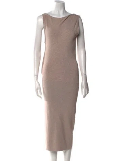 Pre-owned Reiss Cowl Neck Midi Length Dress In Neutral