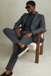 Reiss Airforce Blue Slim Fit Cotton Blend Adjuster Trousers In Airforce Blue