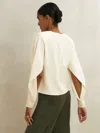 Reiss Cream Atelier Crepe Turn-lock Top In White