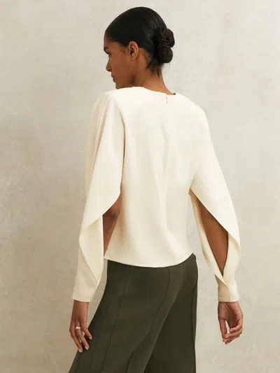 Reiss Cream Atelier Crepe Turn-lock Top In White