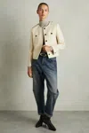 Reiss Cream Wool Cropped Jacket In Cream