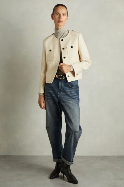 REISS REISS CREAM BLANE WOOL CROPPED JACKET