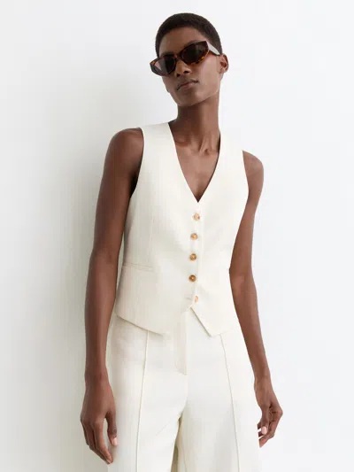 Reiss Cream Button-through Tailored Waistcoat In White