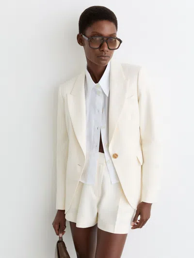 Reiss Cream Button-waist Tailored Shorts In White