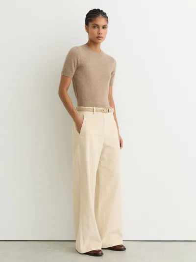 Reiss Cream Cotton Corduroy Wide-leg Trousers In White