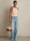 Reiss Womens Cream May Halterneck Crochet Cotton Top In Neutral