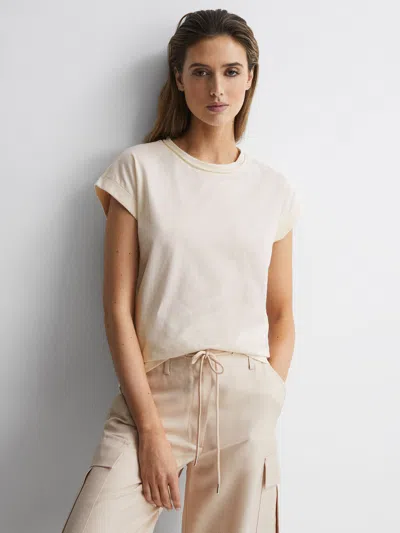 Reiss Cream Cotton-jersey Crew Neck T-shirt In White