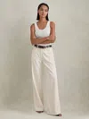 Reiss Cream Garment Dyed Wide Leg Trousers In White