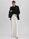 Reiss Cream High Rise Flared Trousers In White