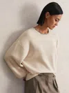 Reiss Nadia Necklace Trim Sweater In White