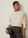 Reiss Cream Wool-blend Reverse-seam Batwing Jumper With Cashmere In Neutral