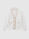 Reiss Cream 13-14 Yrs Wool-blend Tipped Cardigan