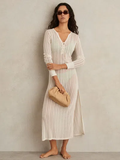 Reiss Cream Knitted Beach Cover-up Dress In White