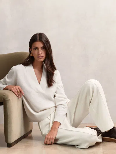 Reiss Cream Cashmere V-neck Jumper In White