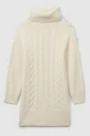 Reiss Cream Mimi 13-14 Yrs Wool-blend Cabled Jumper Dress In Cream