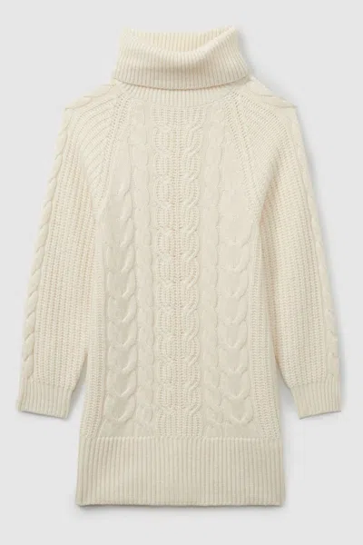 Reiss Cream Mimi 13-14 Yrs Wool-blend Cabled Jumper Dress