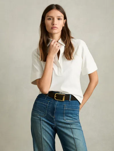 Reiss Cream Open-collar Polo Shirt