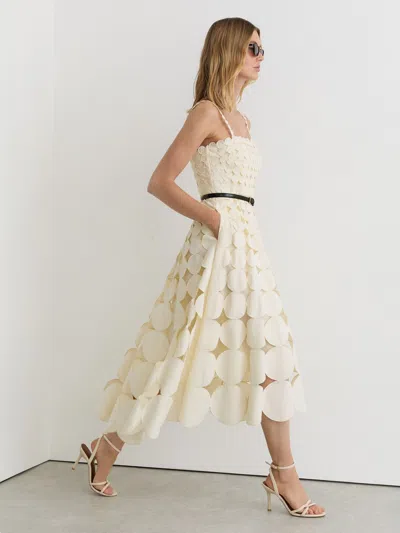Reiss Cream Petite Cotton Cut-out Belted Midi Dress In White