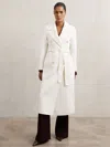 Reiss Cream Petite Double-breasted Blindseam Coat Wool-blend In White