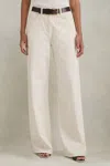 Reiss Cream Petite Garment Dyed Wide Leg Trousers In Cream