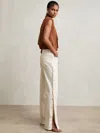 Reiss Petite Evelyn Side Detail Wide Leg Jeans In Cream In Gold
