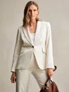 Reiss Cream Petite Single-breasted Peak-lapel Tailored Blazer In White