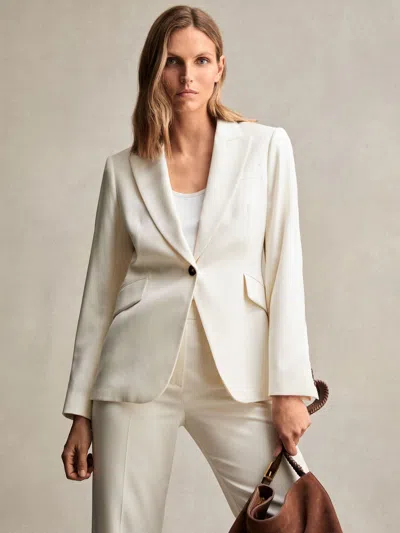 Reiss Cream Petite Single-breasted Peak-lapel Tailored Blazer In White