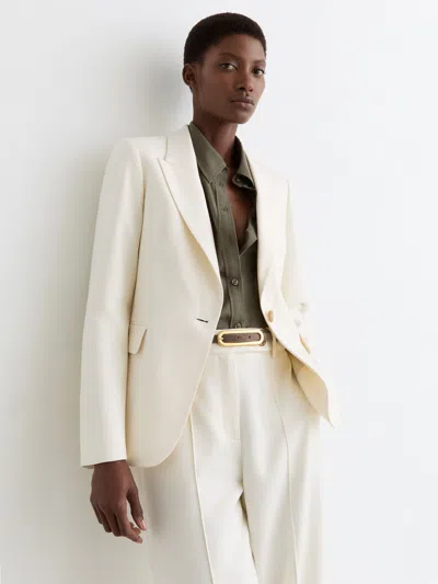 Reiss Cream Petite Single-breasted Tailored Blazer In Neutral