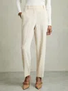 Reiss Cream Petite Tapered Elasticated-waist Trousers