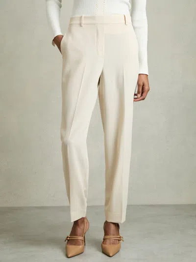 Reiss Cream Petite Tapered Elasticated-waist Trousers