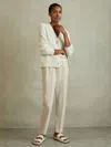 Reiss Cream Petite Tapered Pull On Trousers In Neutral