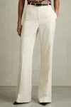 Reiss Cream Petite Wide Leg Tailored Trousers In White