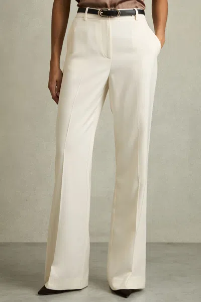 Reiss Cream Petite Wide-leg Tailored Trousers