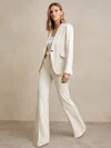 Reiss Cream Petite Wide Leg Tailored Trousers In White