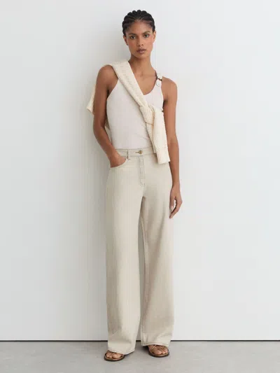 Reiss Petite Febe High Rise Wide Jeans In Cream In Pink