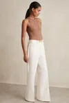 Reiss Womens White Lily Flared-leg Stretch Wool-blend Trousers In Cream