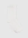Reiss Cream Ribbed Frilly Socks In White